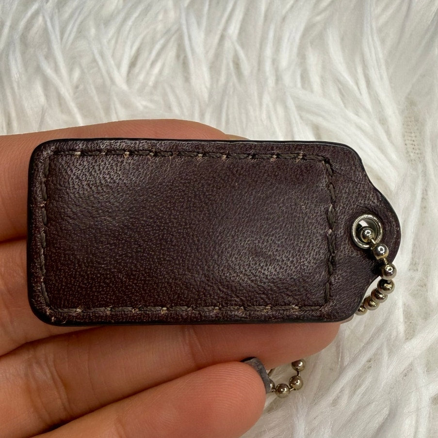 1.5" COACH Tan Brown Fob Bag Charm Hang tag Hangtag