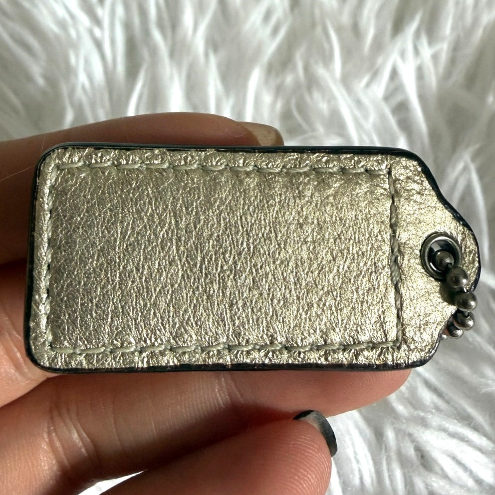 1.5" COACH Gold Fob Bag Charm Hang tag Hangtag