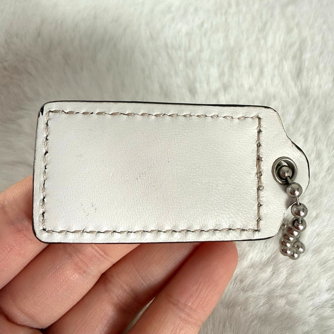 2" COACH White Fob Bag Charm Hang tag Hangtag
