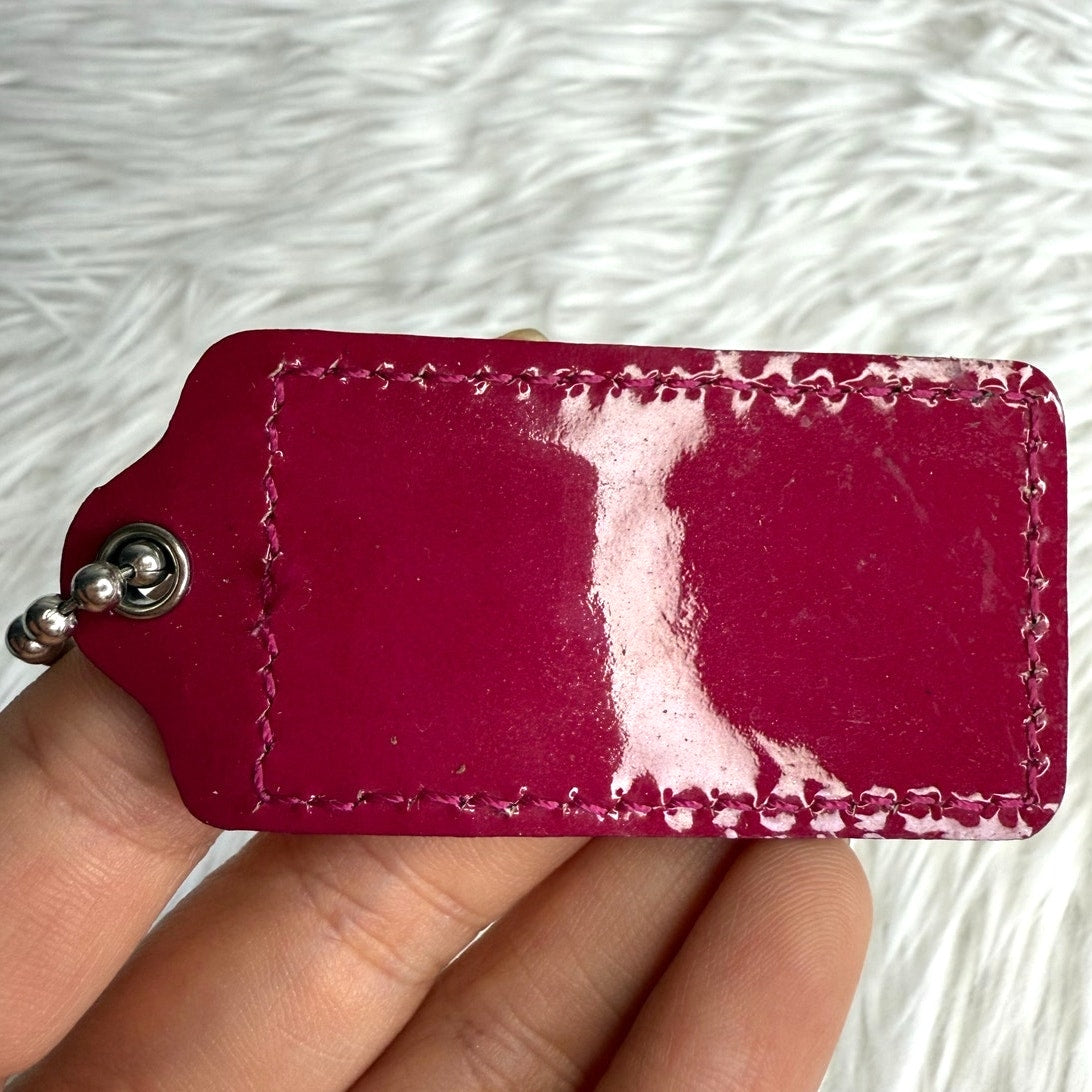 2" COACH Fuchsia Fob Bag Charm Hang tag Hangtag