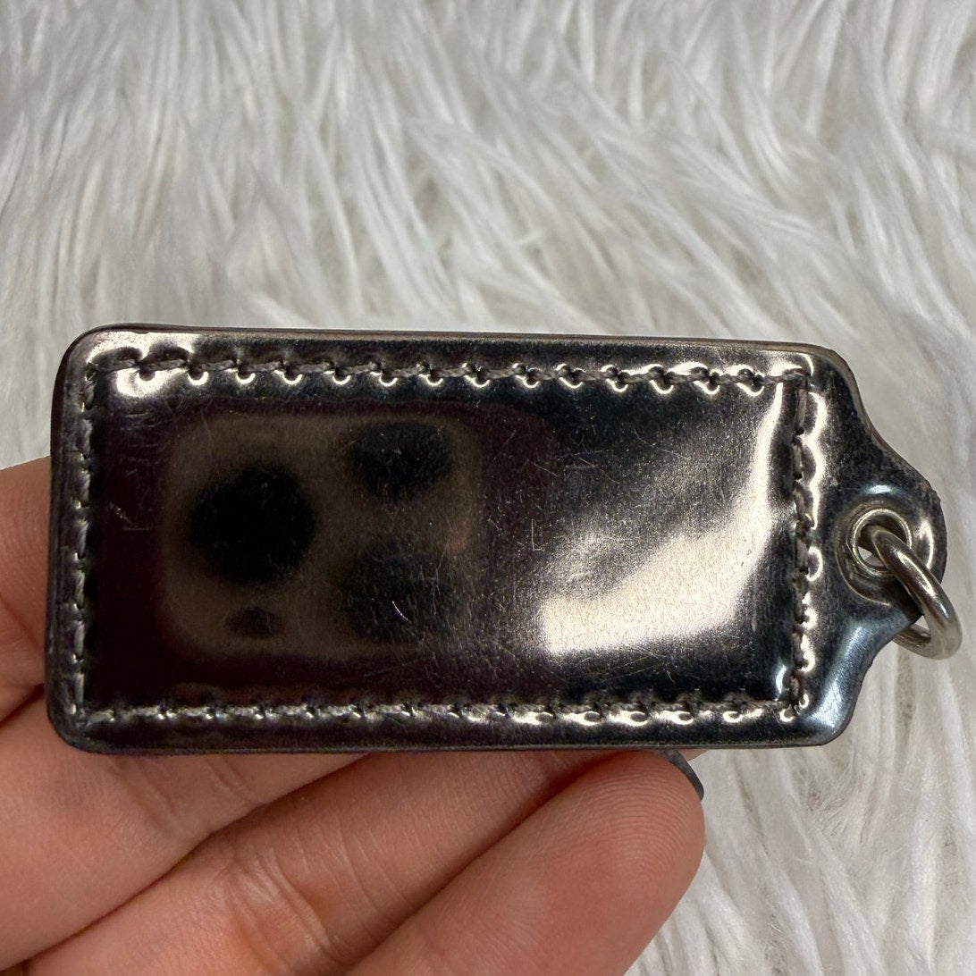 2” COACH Metallic Silver Fob Bag Charm Hang tag Hangtag