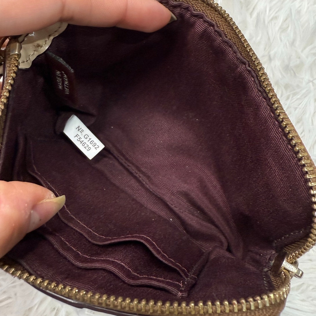COACH Brown Gold Signature Coat Canvas Wristlet