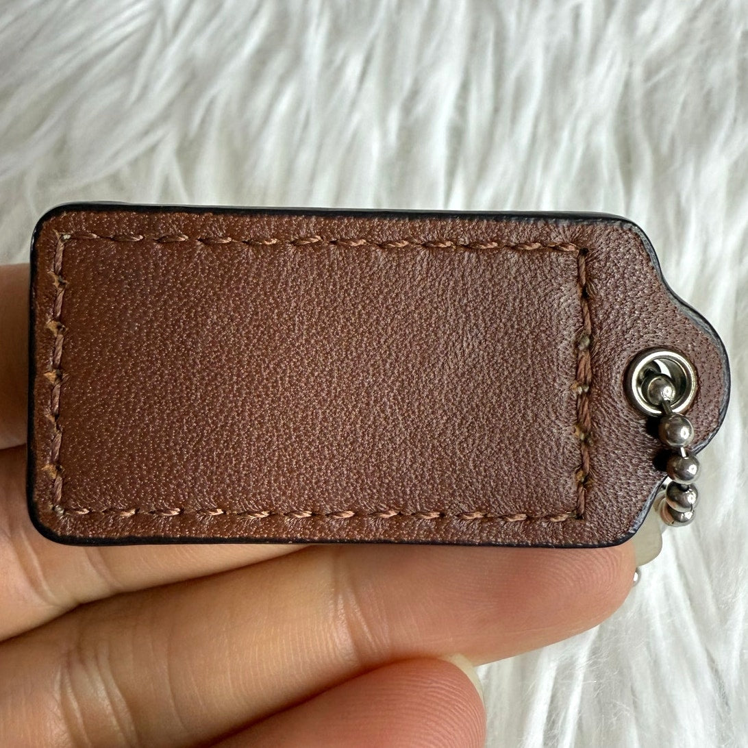 1.5" COACH Brown Fob Bag Charm Hang tag Hangtag