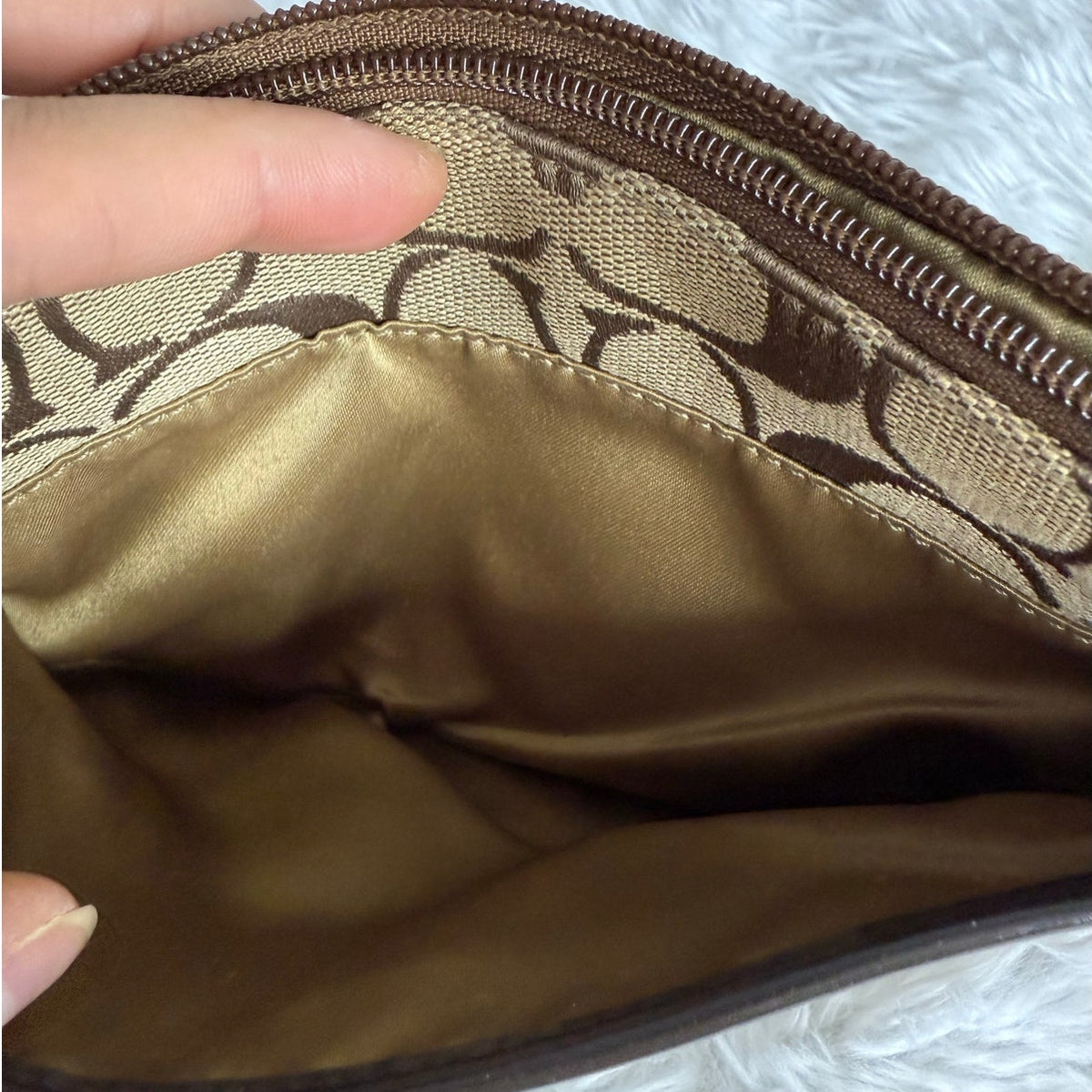 Sale COACH Brown Signature Canvas Wristlet