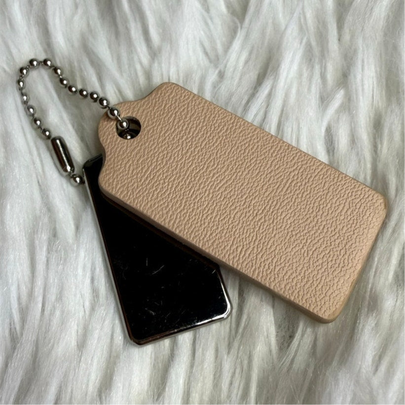 1.5" COACH Cream Silver Hang Tag Key Fob Bag Charm Set