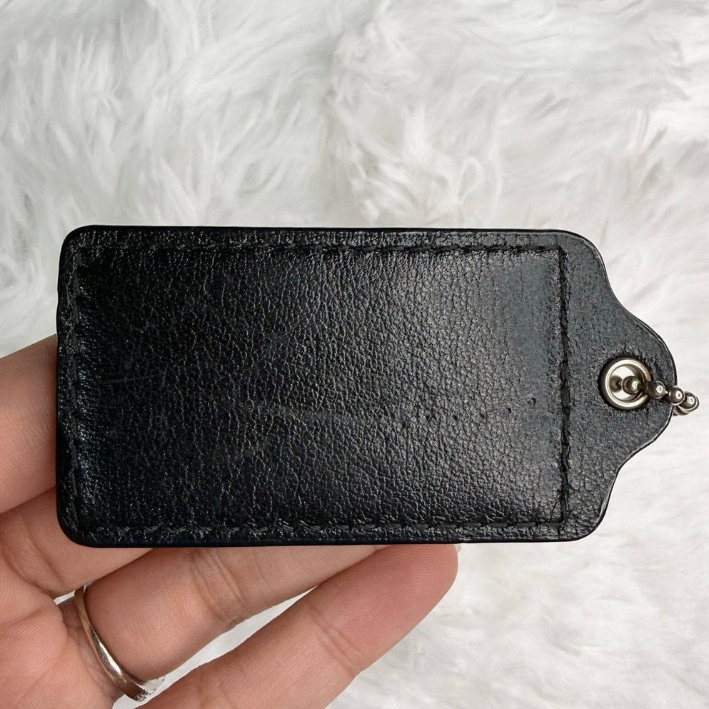 2.5" COACH Black Fob Bag Charm Hang tag Hangtag