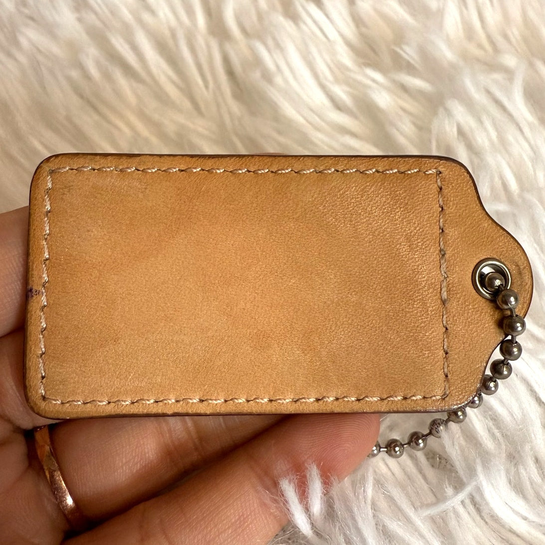 2" COACH Tan Fob Bag Charm Hang tag Hangtag