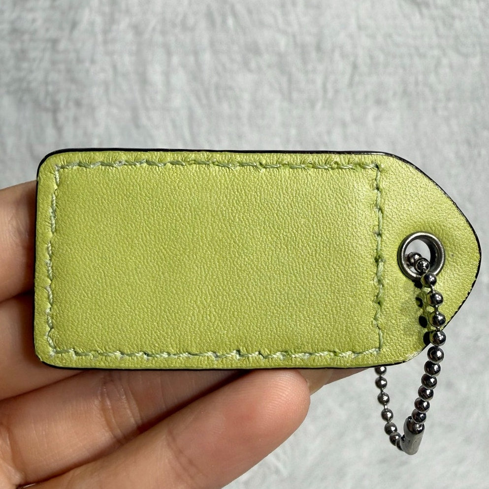 2" y2k COACH Lime White Fob Bag Charm Hang tag Hangtag