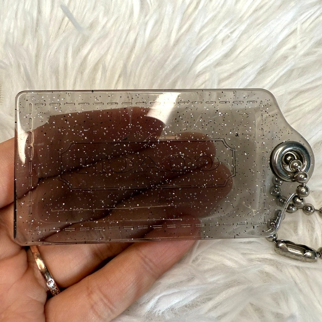 3” COACH Poppy Clear Gray Fob Bag Charm Hang tag Hangtag