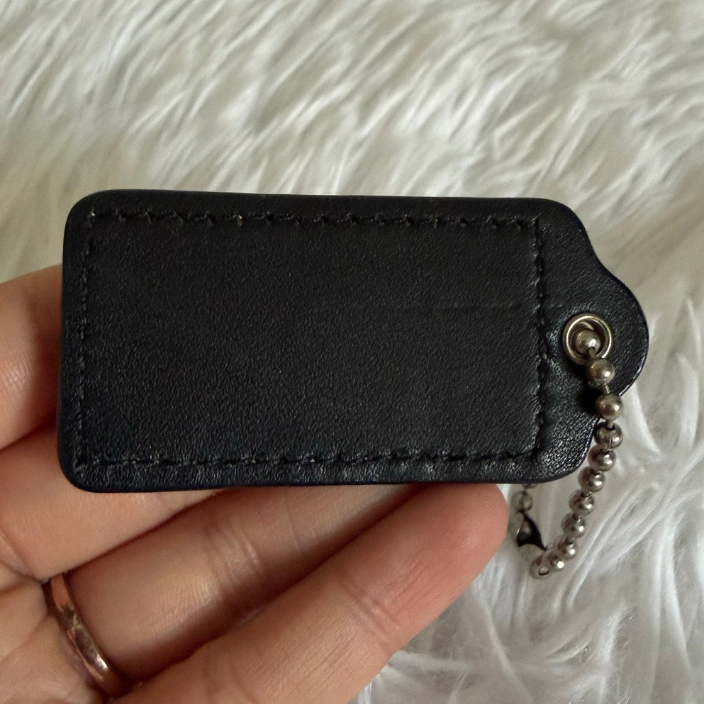 2" Coach Black Patent Leather Fob Bag Charm Hang tag Hangtag