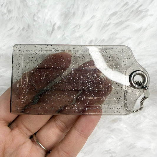 3” COACH Poppy Clear Silver Fob Bag Charm Hang tag Hangtag