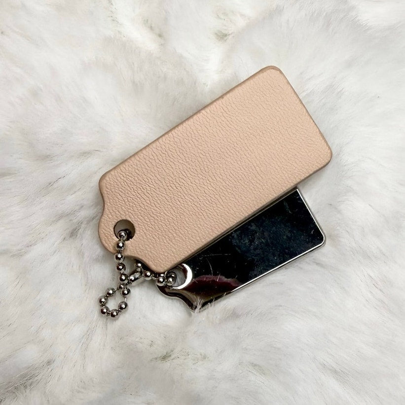 1.5" COACH Cream Silver Hang Tag Key Fob Bag Charm Set