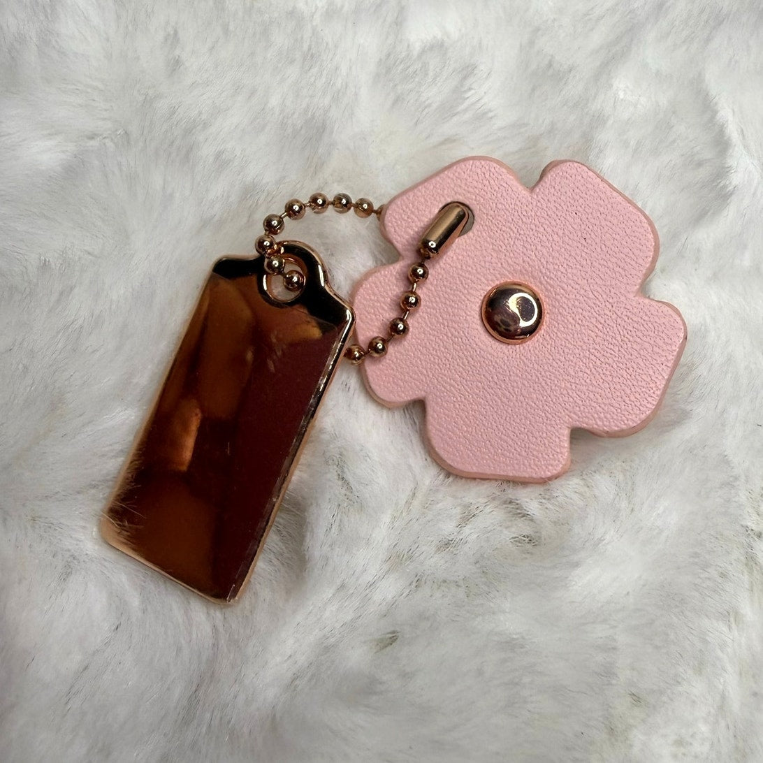 1" COACH Gold Tea Rose Flower Floral Bag Charm Hang Tag