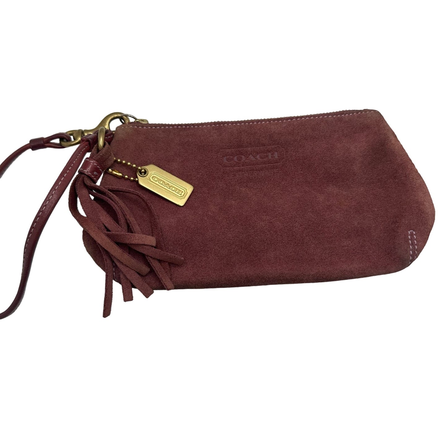 y2k COACH Vintage Suede Tassel Wristlet