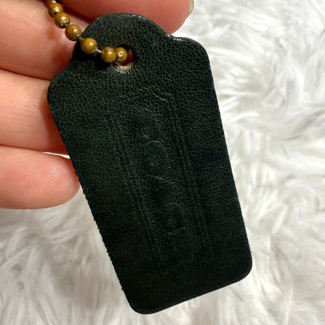 2" Vintage COACH Bottle Green Fob Bag Charm Hang tag Hangtag