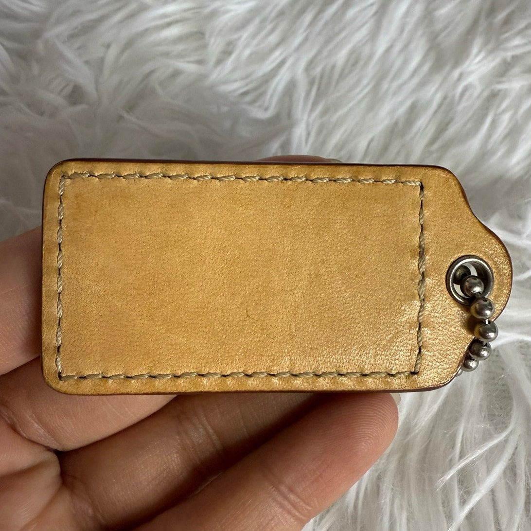 2.5" COACH Tan Fob Bag Charm Hang tag Hangtag