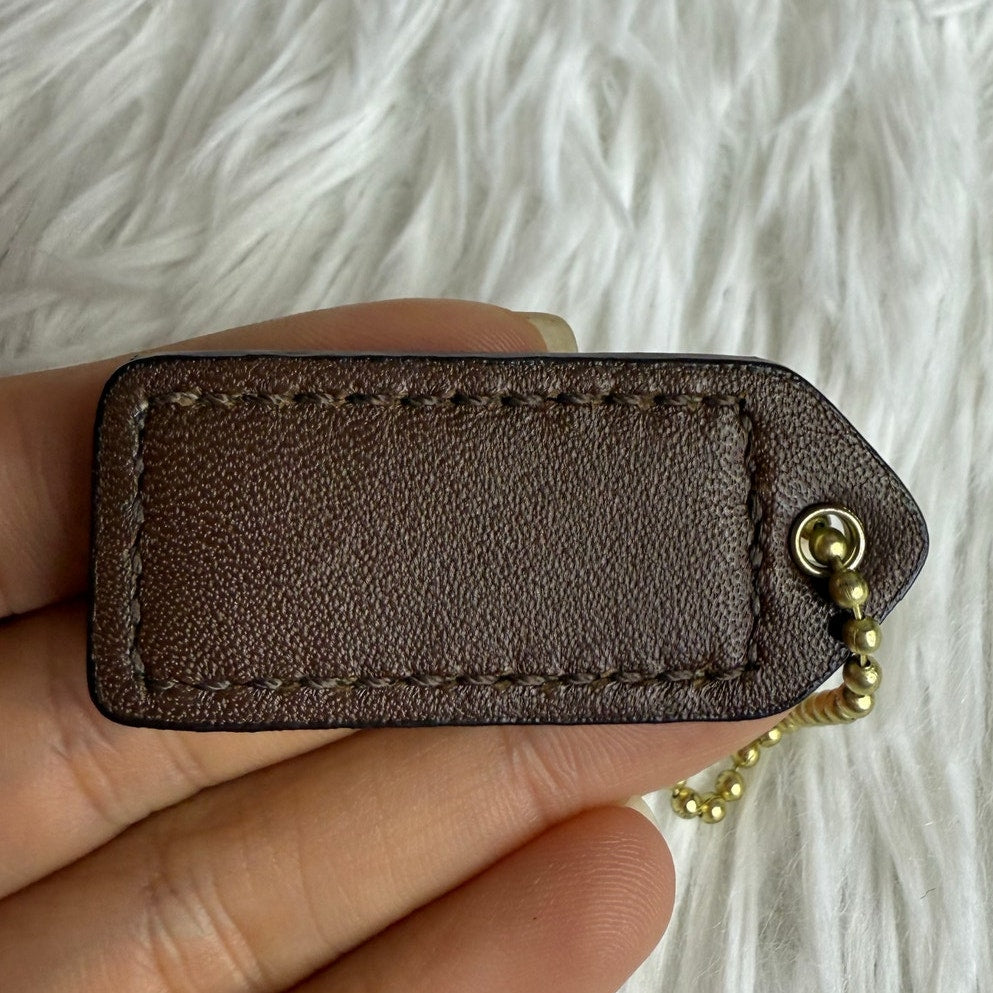 1.5" COACH Brown Fob Bag Charm Hang tag Hangtag