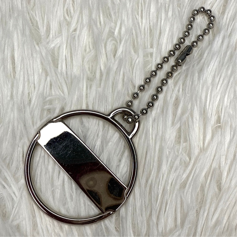 1.5" COACH Round Script Silver Black Nickel Metal Fob Bag Charm Hang tag Hangtag