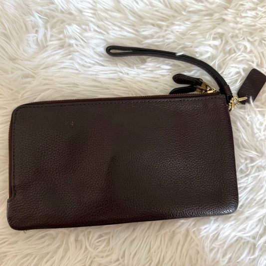 COACH Brown Double Zipper Wristlet with Card Slot