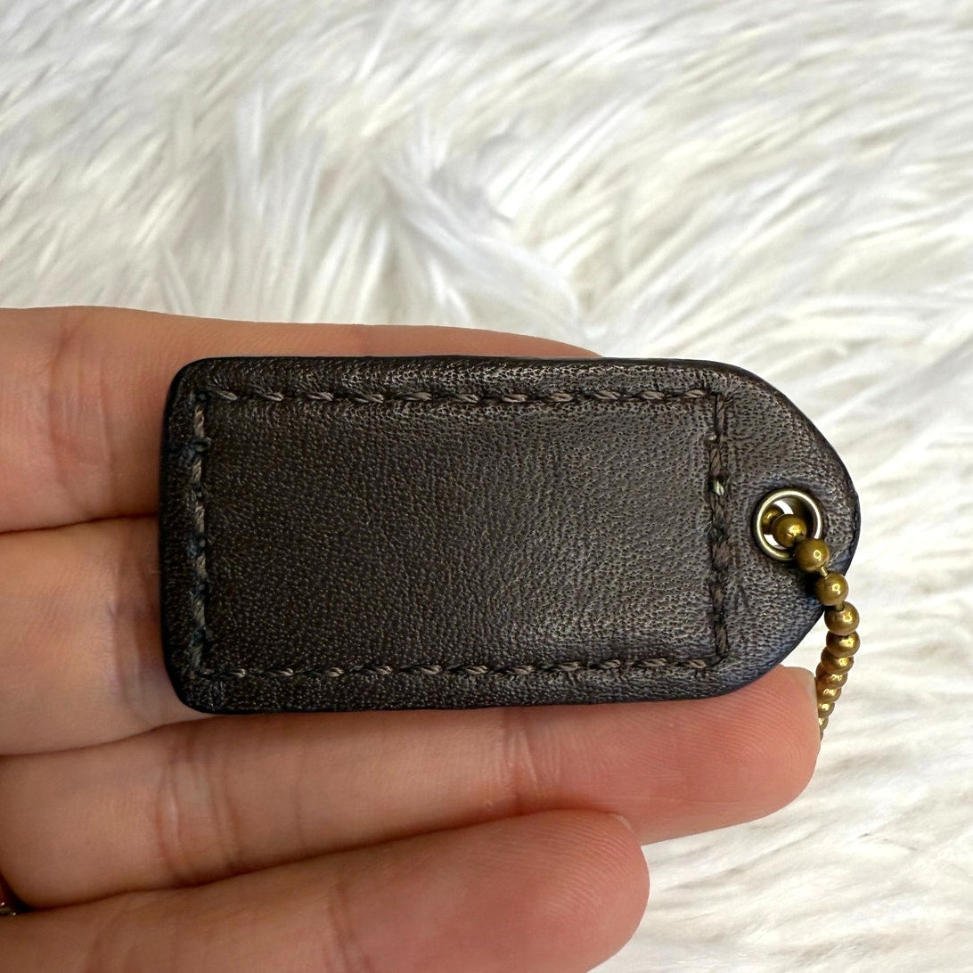 y2k 1.5" Vintage Brown COACH Fob Bag Charm Hang tag Hangtag