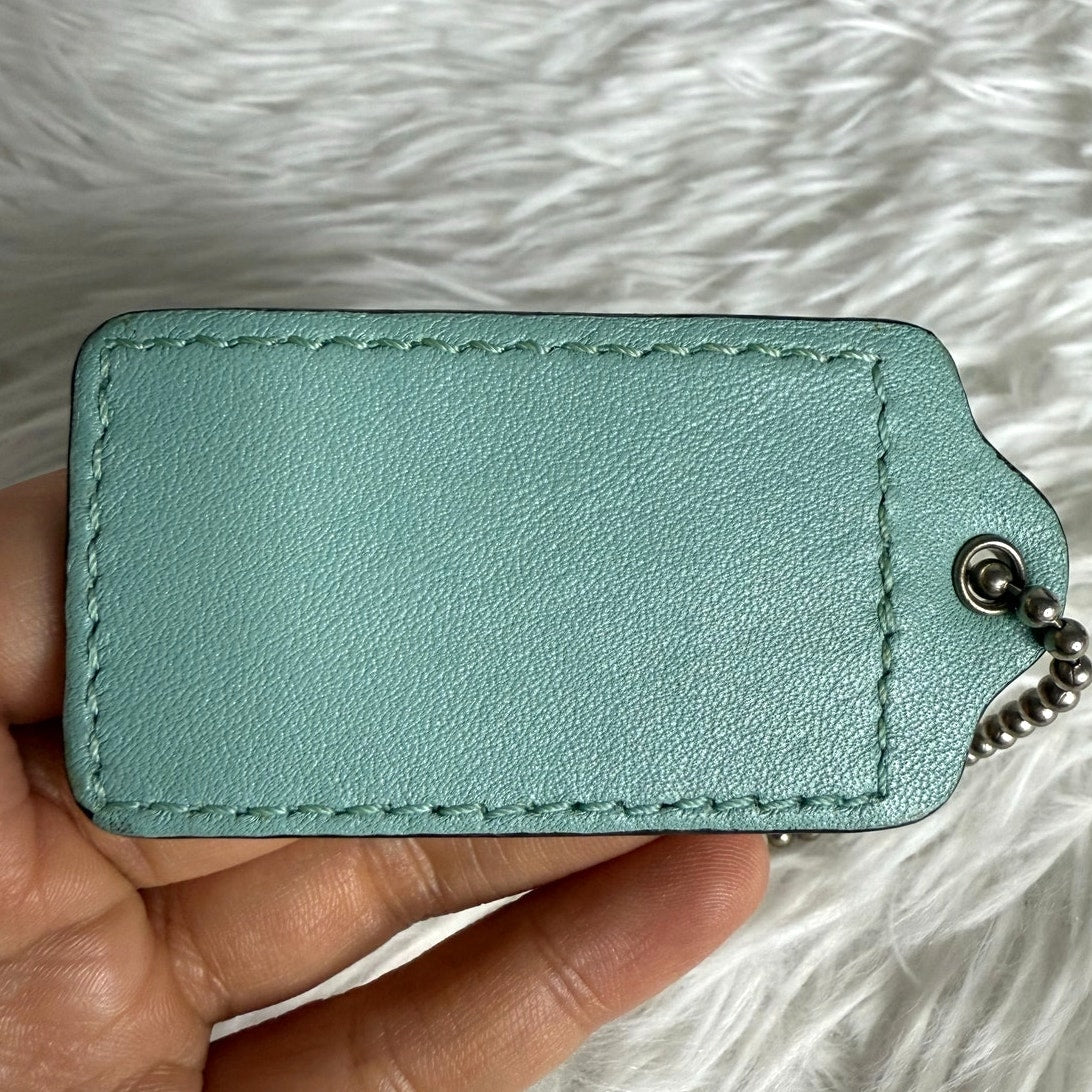 2.5" COACH Mint Blue Fob Bag Charm Hang tag Hangtag