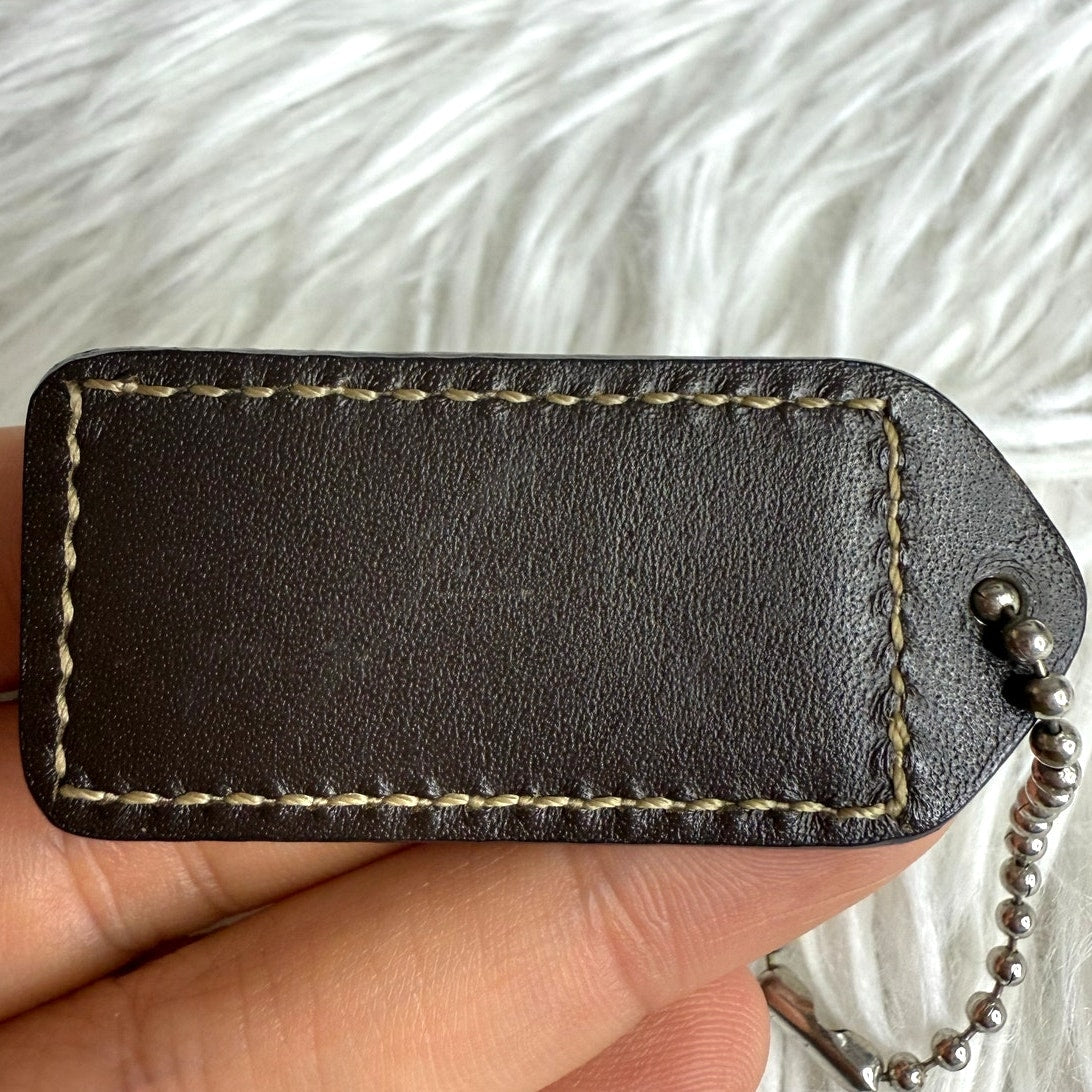 y2k 1.5" COACH Vintage Brown Fob Bag Charm Hang tag Hangtag