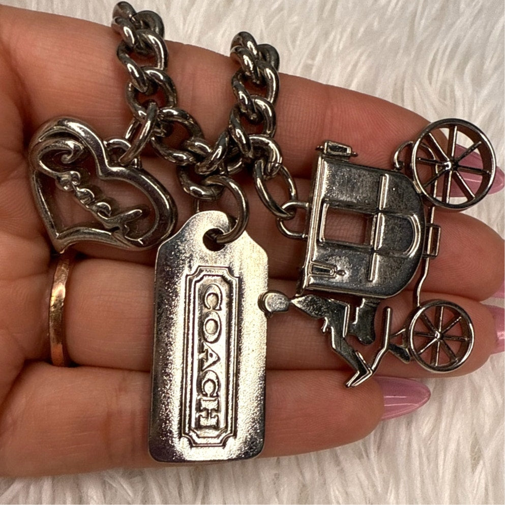 Vintage COACH y2k Carriage Heart Hangtag Bag Charm Key Fob