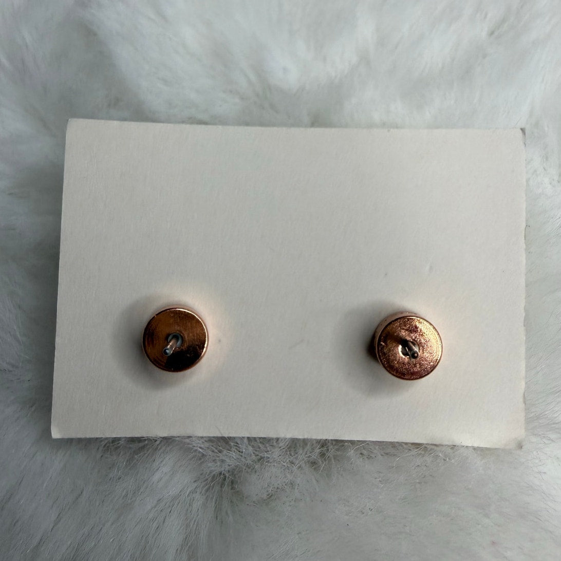 MICHAEL KORS Est 1981 Rose Gold-Tone Logo Padlock Stud Earrings