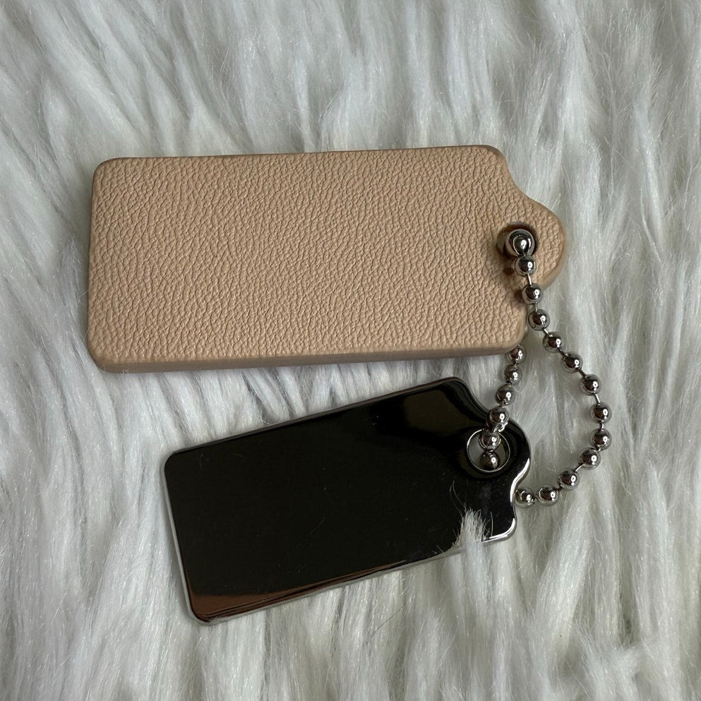 1.5" COACH Cream Silver Hang Tag Key Fob Bag Charm Set