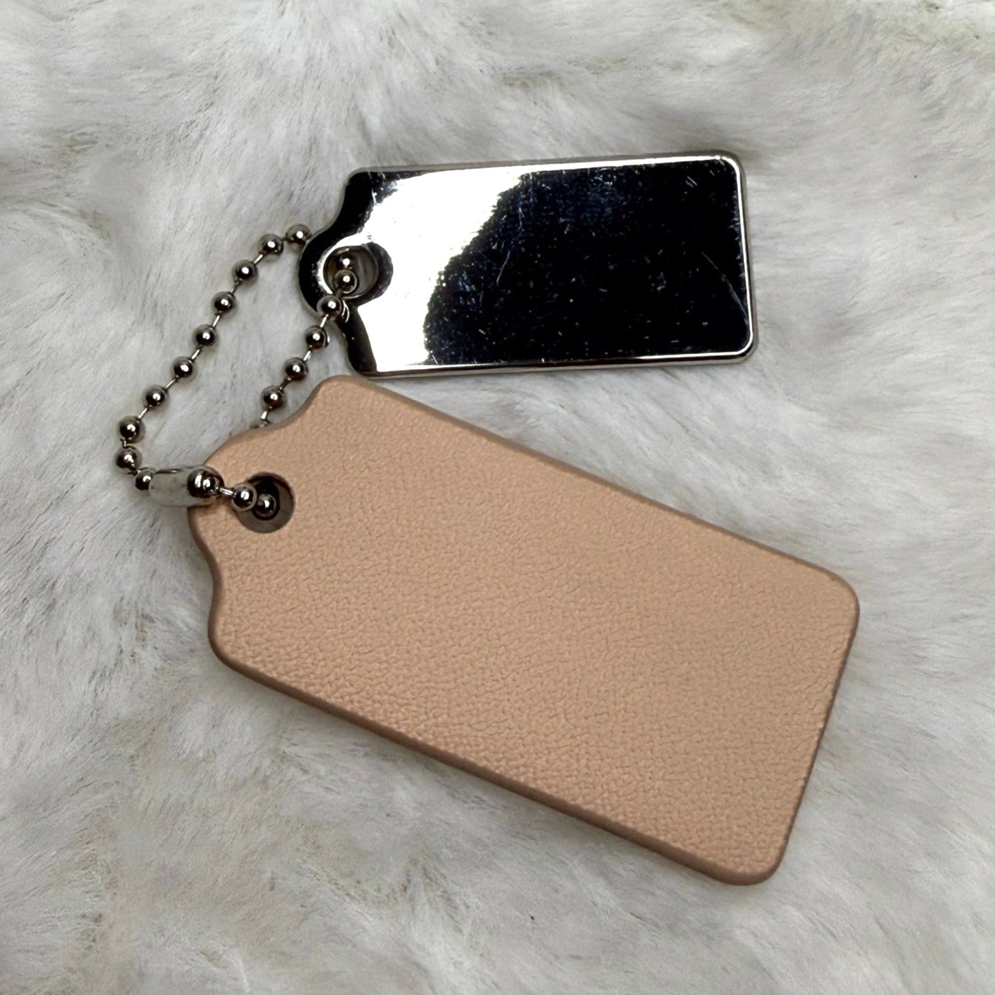 1.5" COACH Cream Silver Hang Tag Key Fob Bag Charm Set