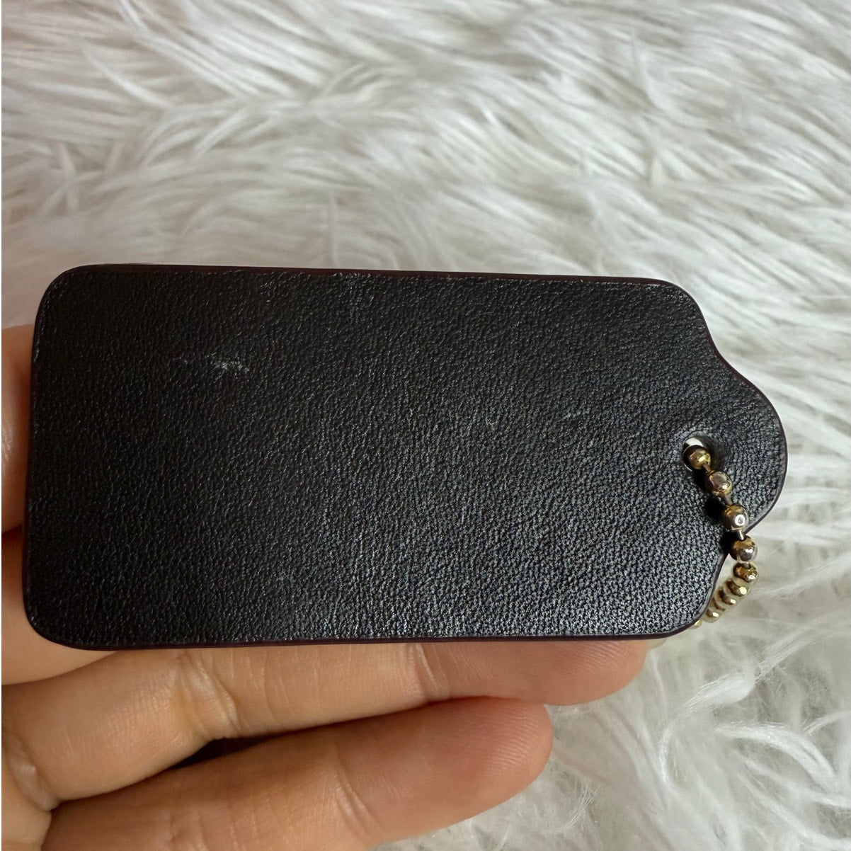 2.5" COACH Black Brown Fob Bag Charm Hang tag Hangtag