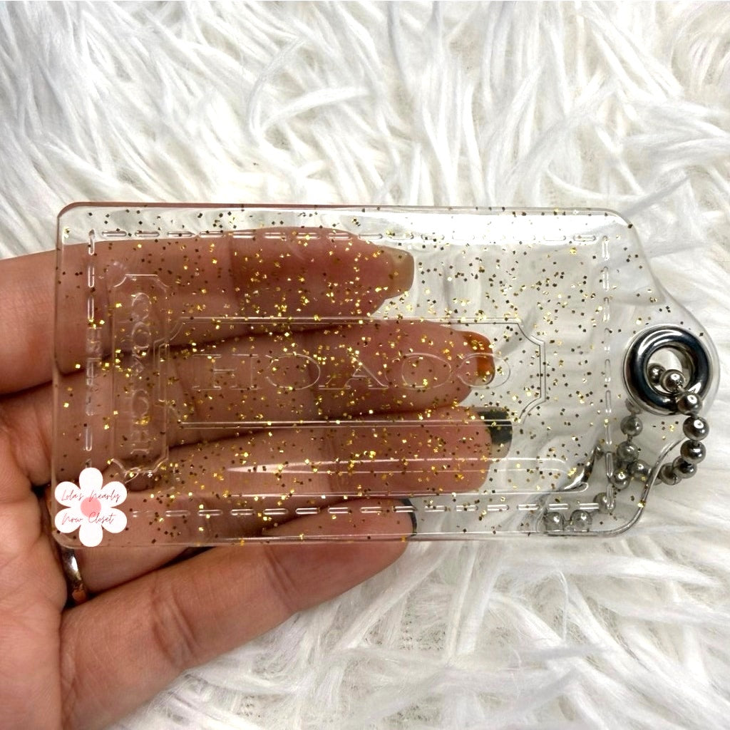 3" COACH Poppy Gold Clear Fob Bag Charm Hang tag Hangtag