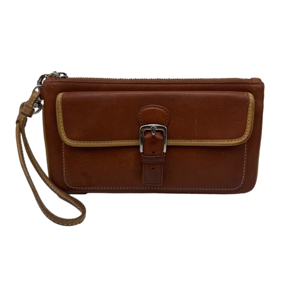 Vintage COACH Caramel Brown and Tan Wristlet