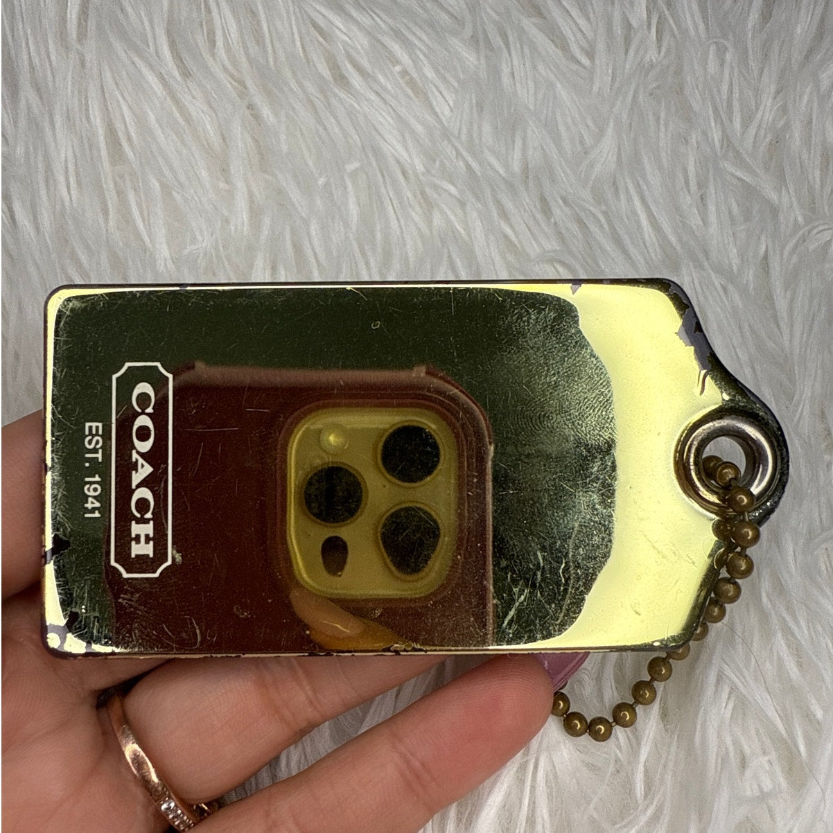 3” COACH Poppy Blue Gold Fob Bag Charm Hang tag Hangtag