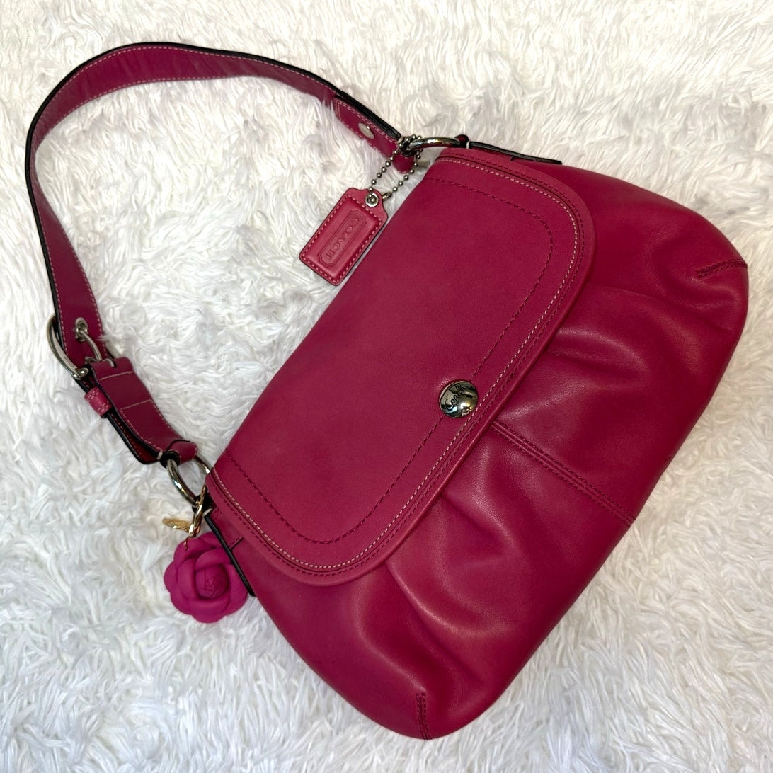 Y2K COACH Pink F13729 Flap Hobo Shoulder Bag