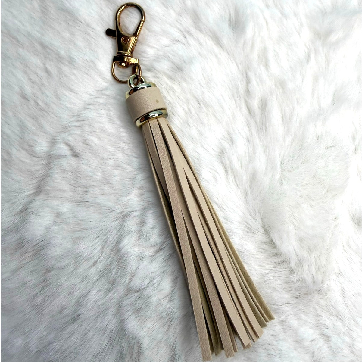 NEW Beige Tassel Bag Charm Tassels Keychains Purse Fashion Charm