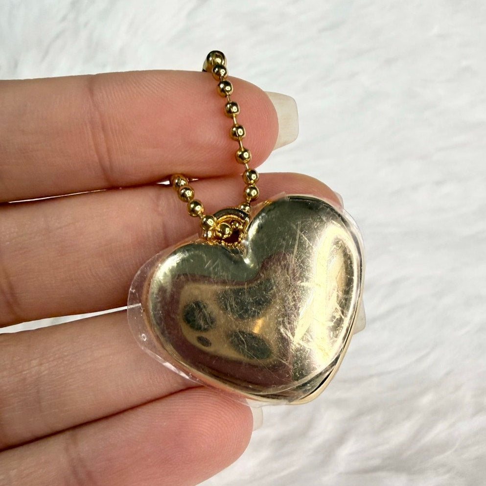 1" COACH Gold Heart Metal Hangtag Hang Tag Key Fob Bag Charm