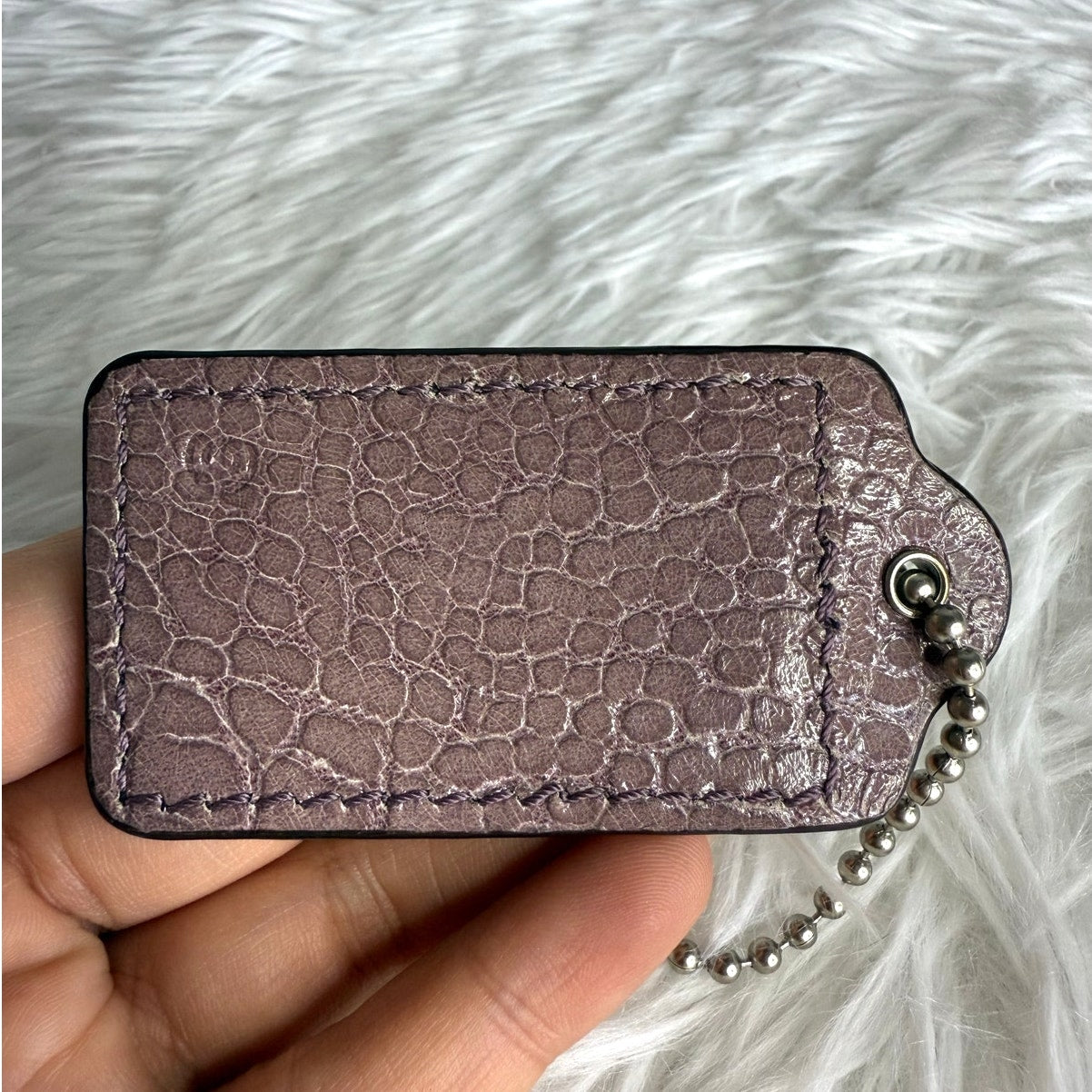 3" COACH Purple Texture Fob Bag Charm Hang tag Hangtag