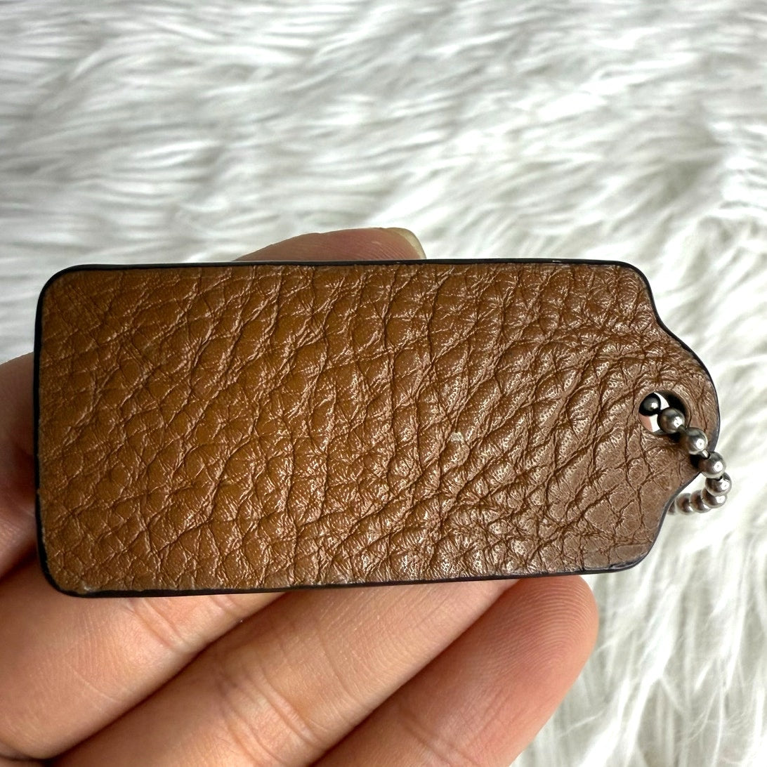 2" COACH Brown Fob Bag Charm Hang tag Hangtag