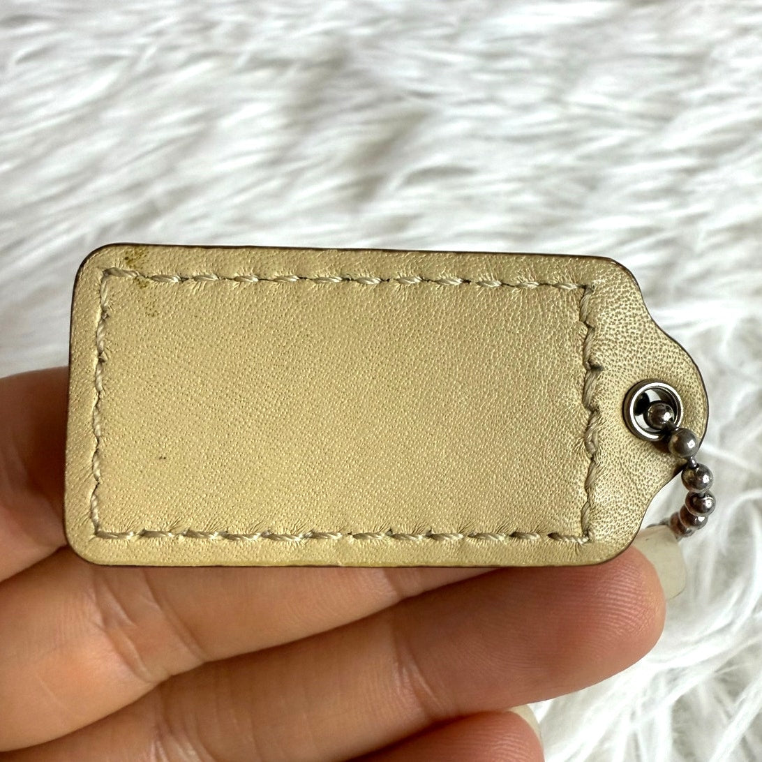 1.5" COACH Tan Fob Bag Charm Hang tag Hangtag
