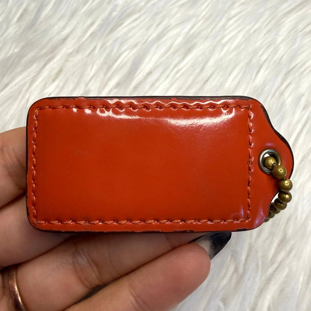 2" COACH Orange Patent Leather Fob Bag Charm Hang tag Hangtag