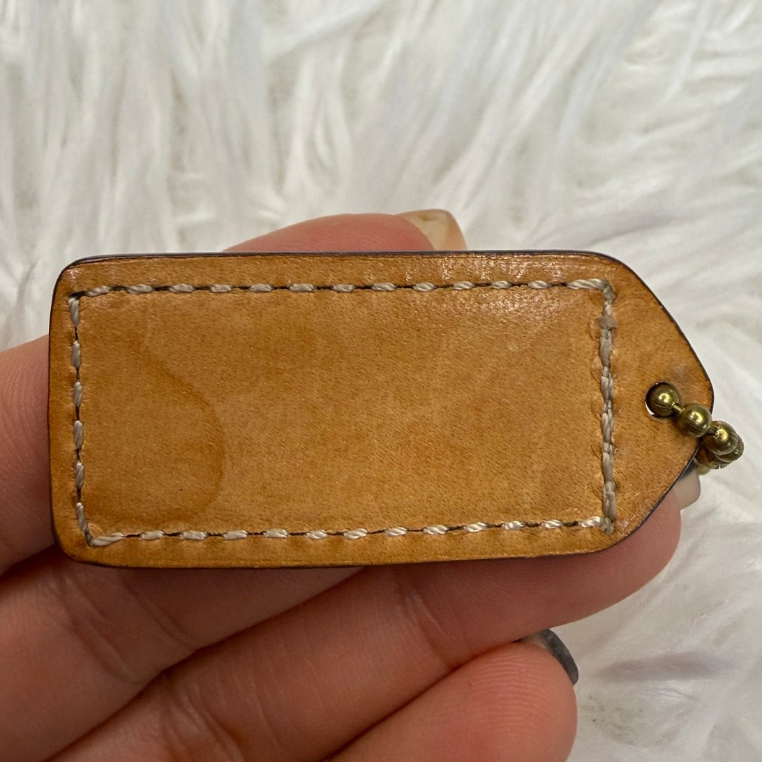 1.5" y2k Coach Vintage Tan Fob Bag Charm Hang tag Hangtag
