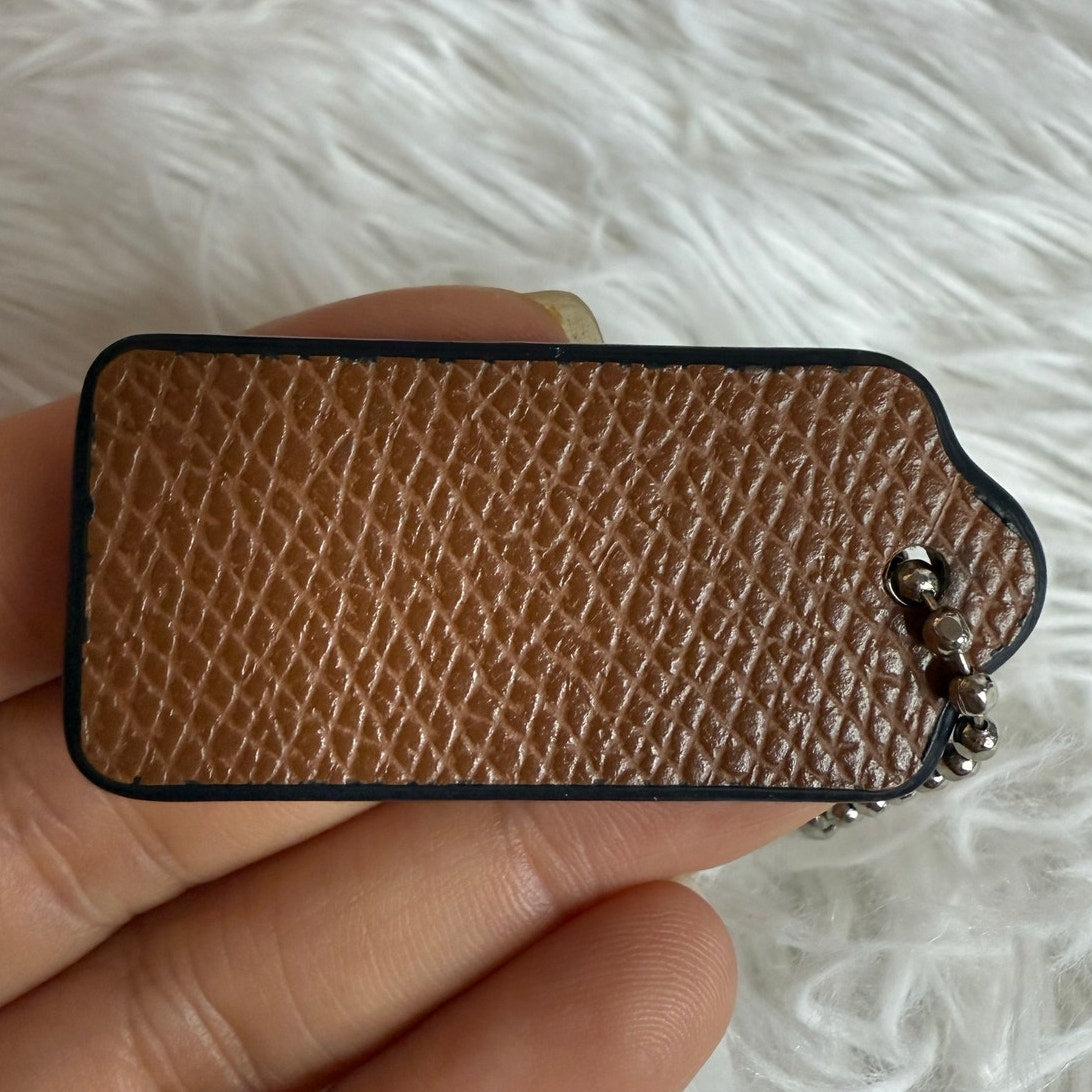 1.5" COACH Black Brown Fob Bag Charm Hang tag Hangtag