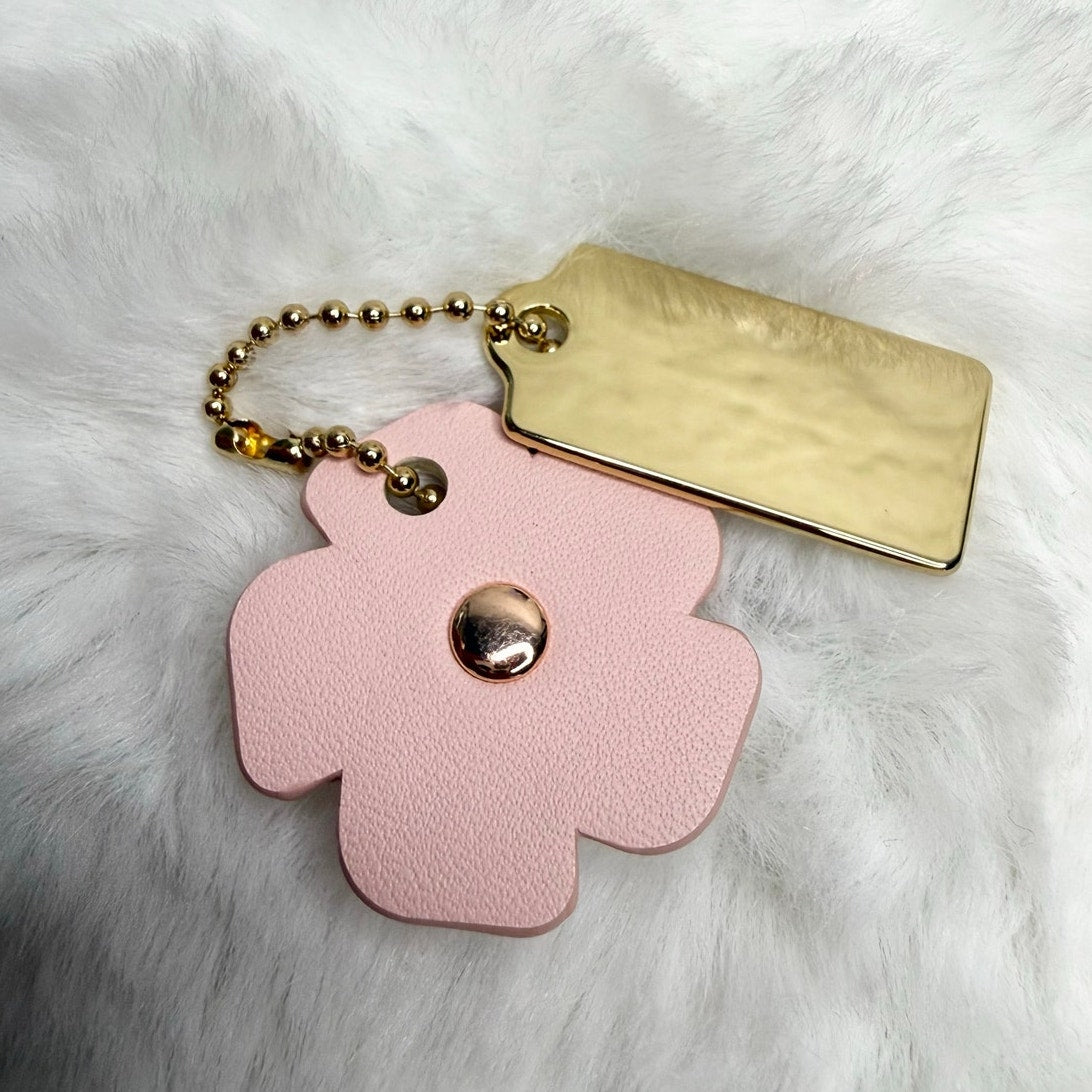 1" COACH Gold Tea Rose Flower Floral Bag Charm Hang Tag