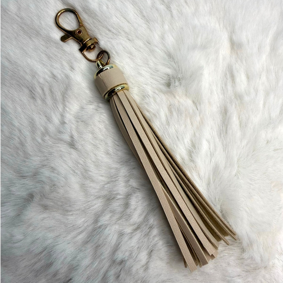 NEW Beige Tassel Bag Charm Tassels Keychains Purse Fashion Charm