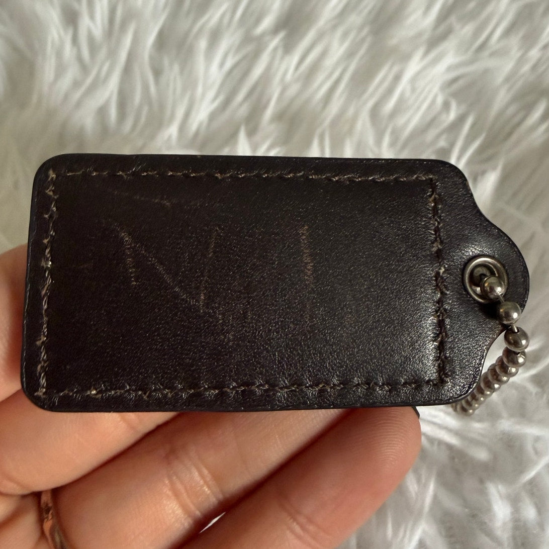 2" COACH Brown Patent Leather Fob Bag Charm Hang tag Hangtag