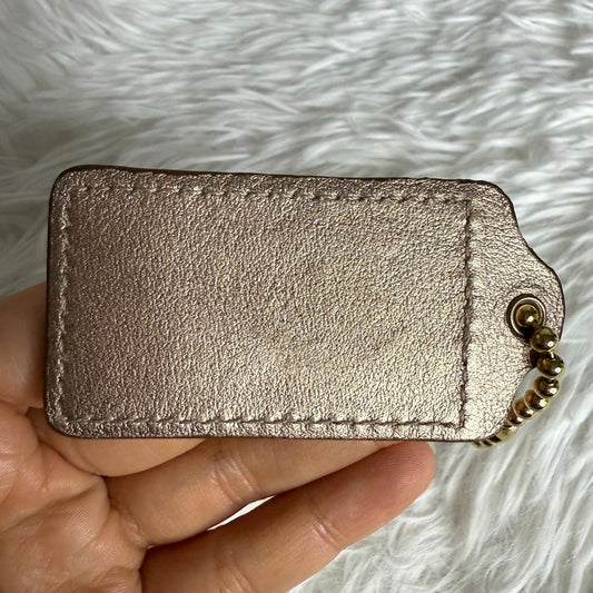 2.5" Coach Metallic Gold Fob Bag Charm Hang tag Hangtag