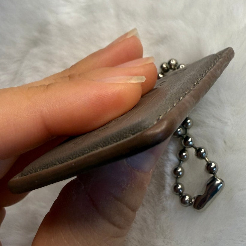 2.5" COACH Taupe Fob Bag Charm Hang tag Hangtag