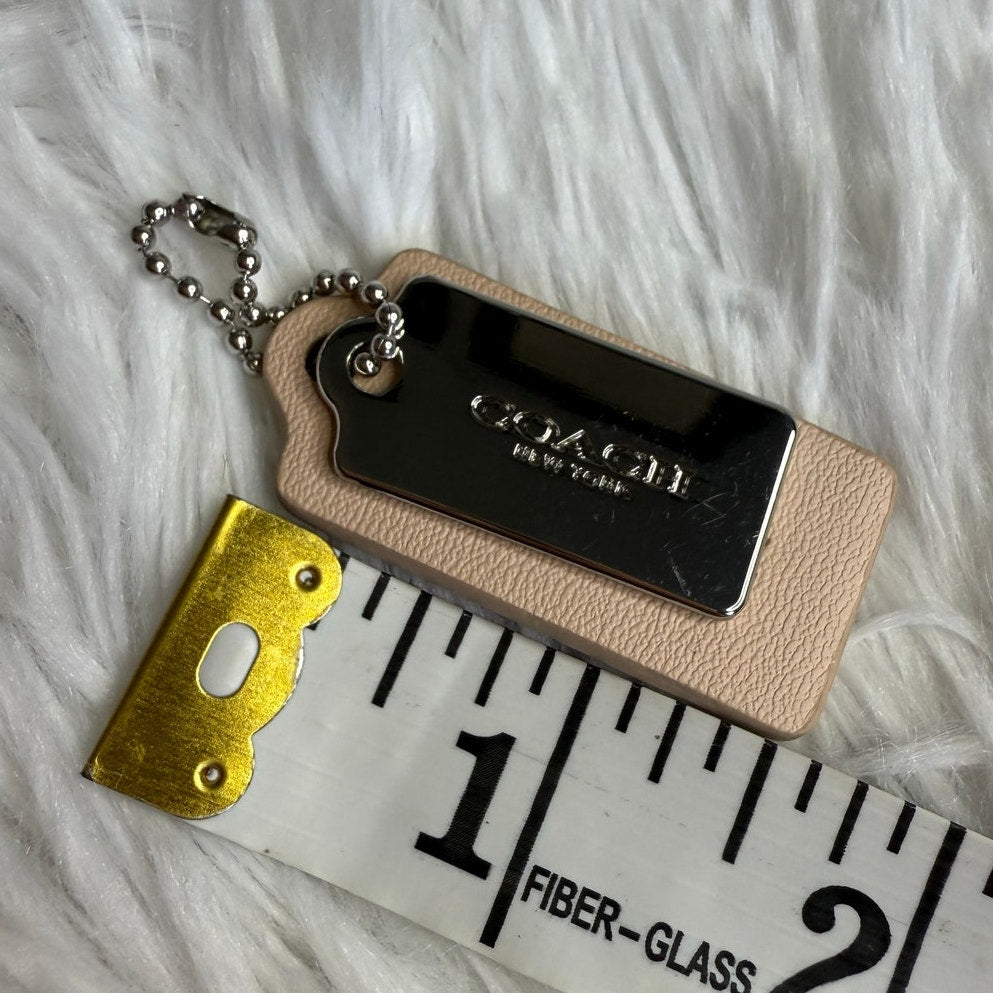 COACH Cream Silver Hang Tag Key Fob Bag Charm Set