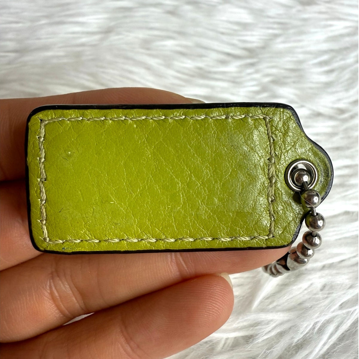 1.5" COACH Lime Green Fob Bag Charm Hang tag Hangtag